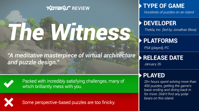 Illustration for article titled The Witness: The Kotaku Review
